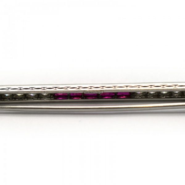 ART DECO RUBY AND DIAMOND BAR BROOCH, By MARCUS
