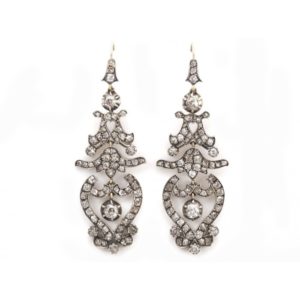 Antique Victorian Style Diamond Drop Earrings