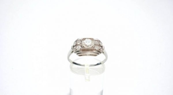 Art Deco Diamond Platinum Ring, 0.50 Carats