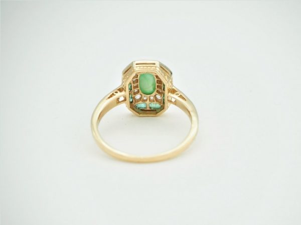 Art Deco Style Jade and Diamond Cluster Ring