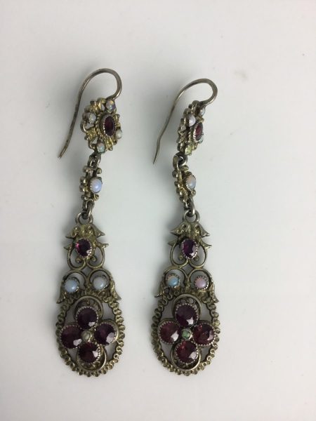 Antique Victorian Austro-Hungarian Opal and Garnet Earrings - Jewellery ...