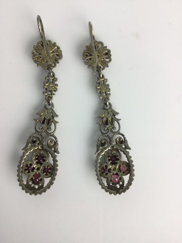 Antique Victorian Austro-Hungarian Opal and Garnet Earrings