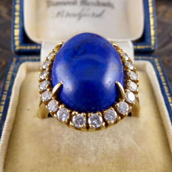 Vintage Lapis Lazuli and Diamond Cocktail Ring
