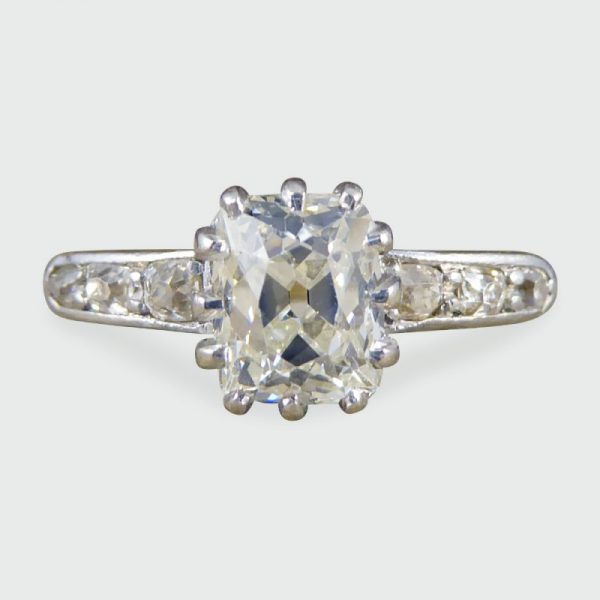 Antique Victorian 1.55ct Diamond Solitaire Engagement Ring, 18ct Gold