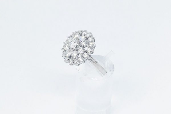 Vintage Brilliant Cut Diamond Dress Cluster Ring, 1.85 Carats