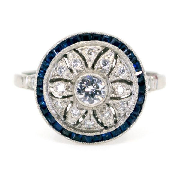 Vintage Diamond and Sapphire Platinum Ring