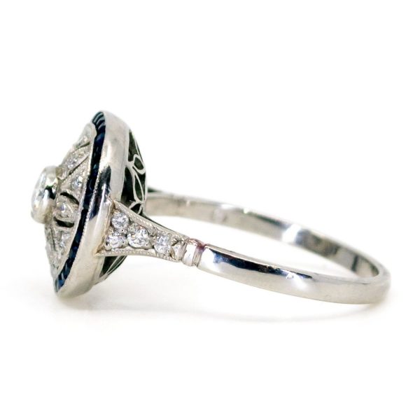 Vintage Diamond and Sapphire Platinum Ring
