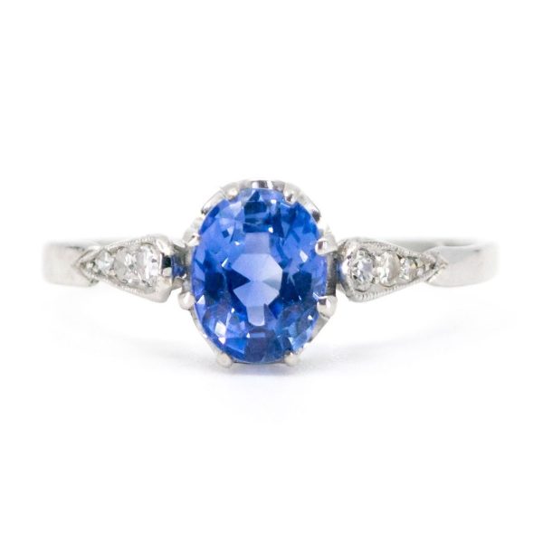 Vintage Sapphire and Diamond Engagement Ring