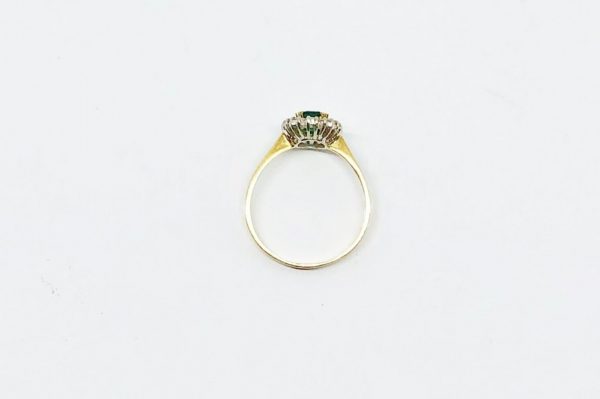 Vintage Emerald and Diamond Gold Cluster Ring