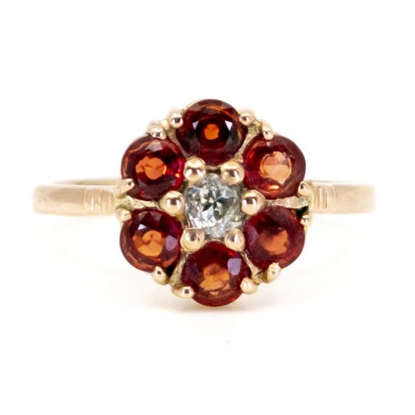 Vintage Padparadscha Sapphire and Diamond Ring
