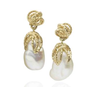 Articulated Pearl Gold Drop Earrings