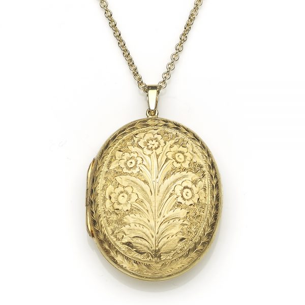 Antique Victorian Floral Motif Gold Locket Pendant