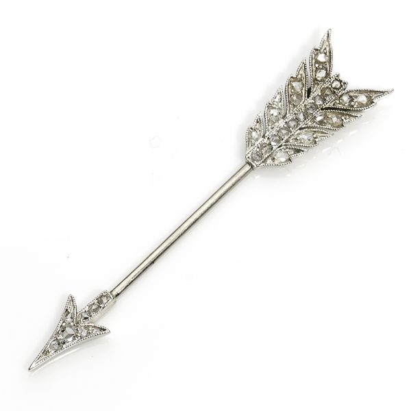 Antique Edwardian Rose Diamond Set Jabot Pin Brooch