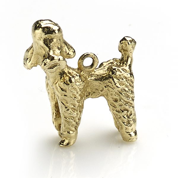 Vintage Poodle Charm in Textured Yellow Gold