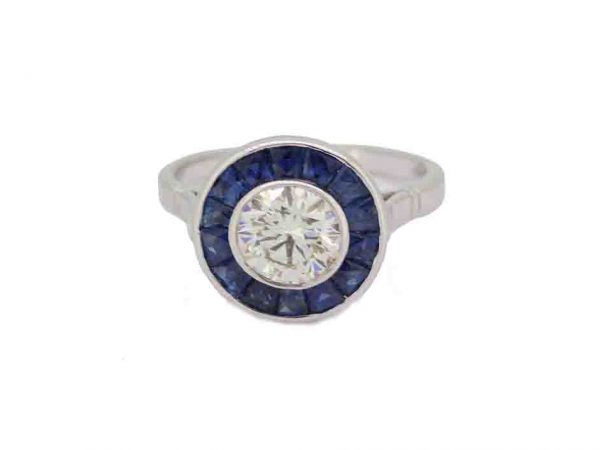 Sapphire and Diamond Target Ring engagement ring round