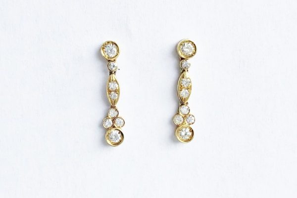 Brilliant Cut Diamond Drop Gold Earrings