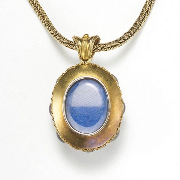 Antique Victorian Garnet Gold Pendant Necklace