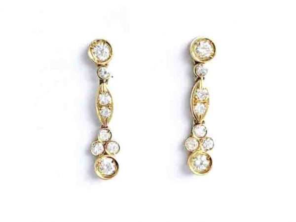 Brilliant Cut Diamond Drop Gold Earrings