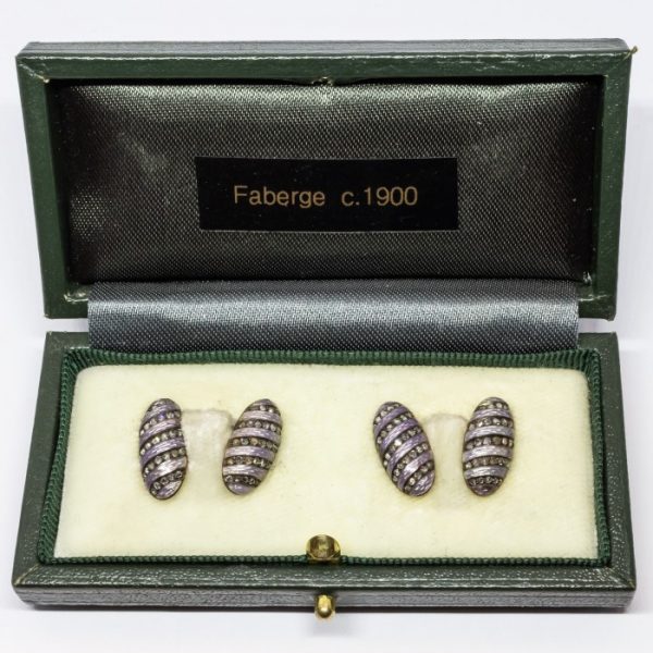 Fabergé Diamond & Enamel Cufflinks, Circa 1899