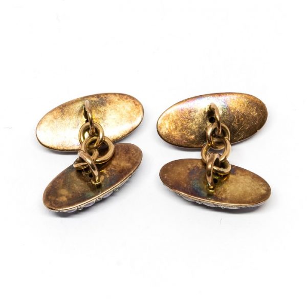 Fabergé Diamond & Enamel Cufflinks, Circa 1899