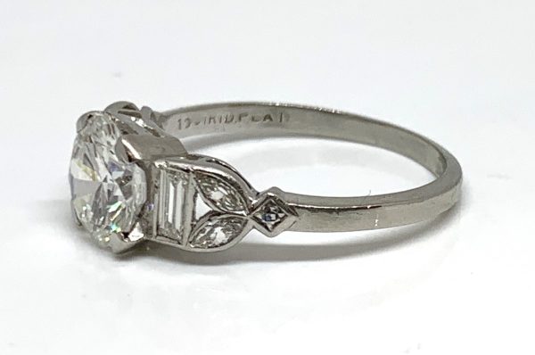 Art Deco diamond engagement ring platinum 1930 round transitional cut diamond