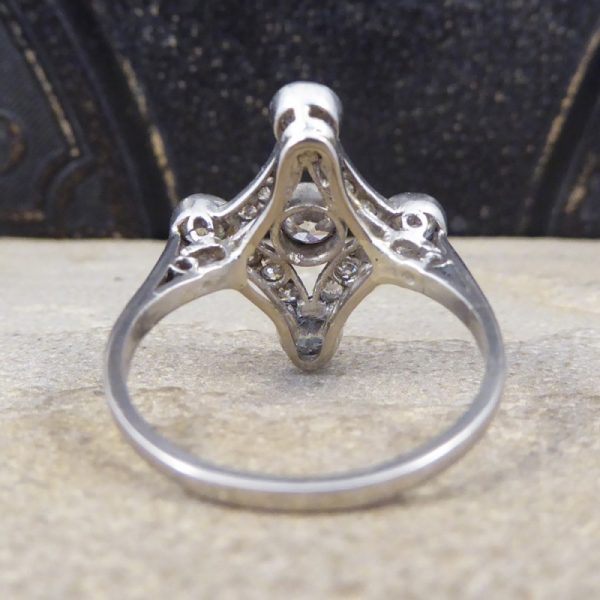 Antique Edwardian Diamond Set Geometric Kite Shape Ring, Platinum