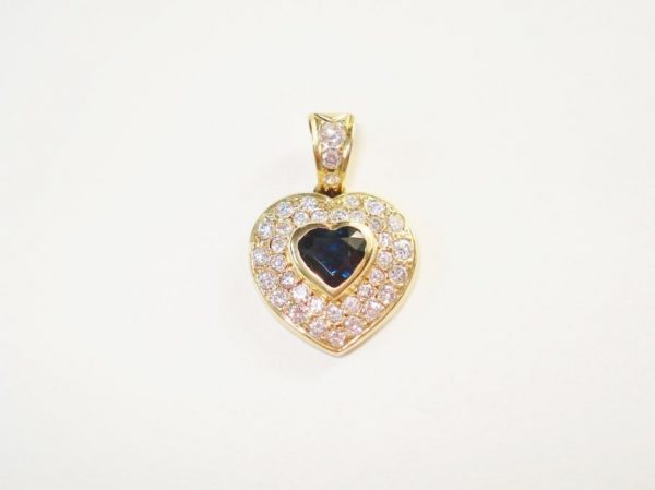 Vintage Sapphire & Diamond Heart Pendant
