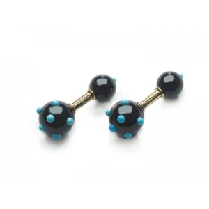 Vintage Tiffany & Co Schlumberger Onyx and Turquoise Cufflinks