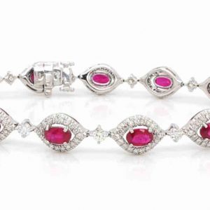 ruby bracelet diamond line oval