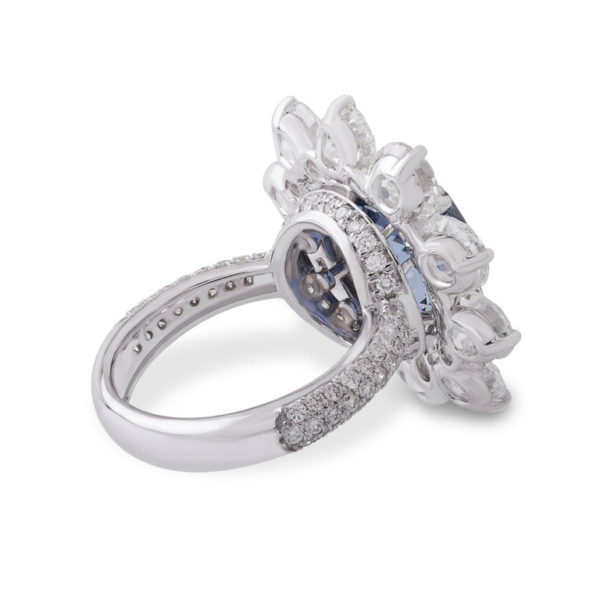 Natural Sapphire and Old Cut Diamond Ring, 9.06 carats, GRS Certified