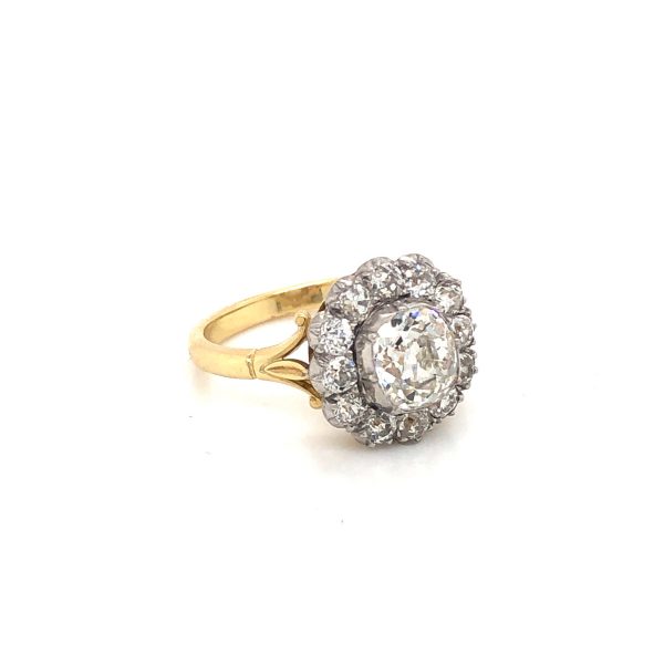 Antique style cushion cut diamond cluster ring | Jewellery Discovery