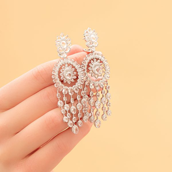 Rose Cut Diamond Chandelier Earrings, 14.25 carat total