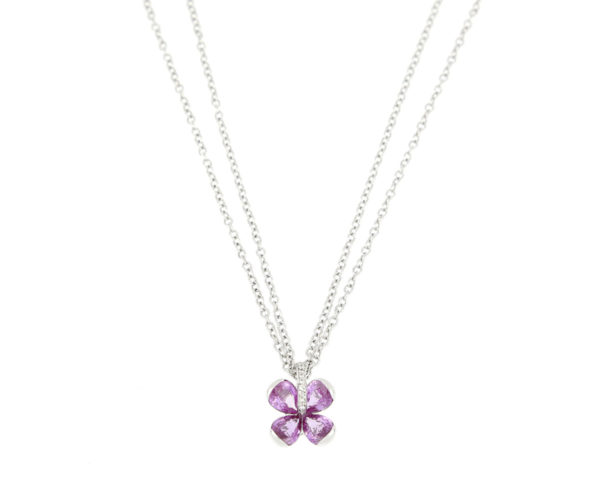 Pink Sapphire and Diamond Set Pendant Necklace, 18ct White Gold