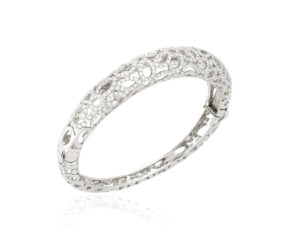 18ct White Gold Diamond Set Bangle, 3.43ct