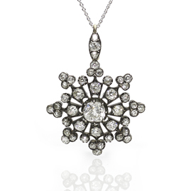 Antique Victorian Diamond Set Snowflake Pendant