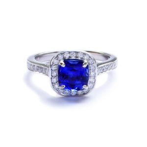 Sapphire and Diamond Cluster Ring, 2.14 carat total, 18ct White Gold