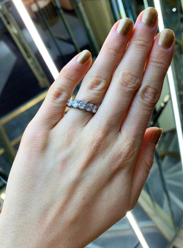 Old Mine Cut Diamond Full Eternity Ring, 5.57 carat total, 18ct Black Gold