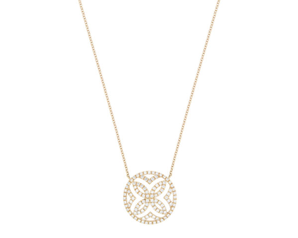 Diamond Set Floral Motif Necklace, 18ct Yellow Gold