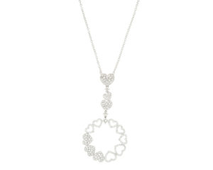 Diamond Set Multi Heart Drop Necklace