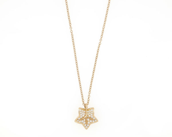 Diamond Set Leaf Pendant Necklace, 18ct Yellow Gold