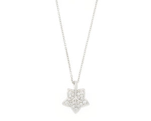 Diamond Set Leaf Pendant Necklace in 18ct White Gold