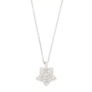 Diamond Set Leaf Pendant Necklace in 18ct White Gold