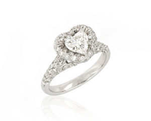 Heart Shaped Diamond Cluster Engagement Ring, 18ct White Gold