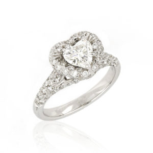 Heart Shaped Diamond Cluster Engagement Ring, 18ct White Gold