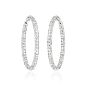Diamond Set Hoop Earrings, 18ct White Gold