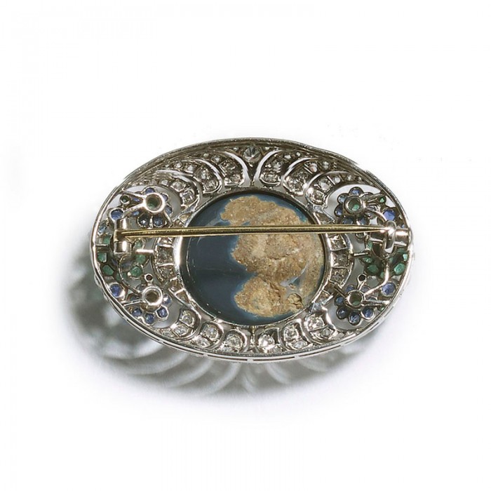 Antique Art Deco Black Opal Diamond Brooch - Jewellery Discovery