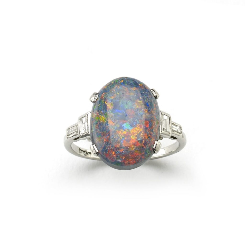 Antique Art Deco Black Opal & Diamond Ring - Jewellery Discovery