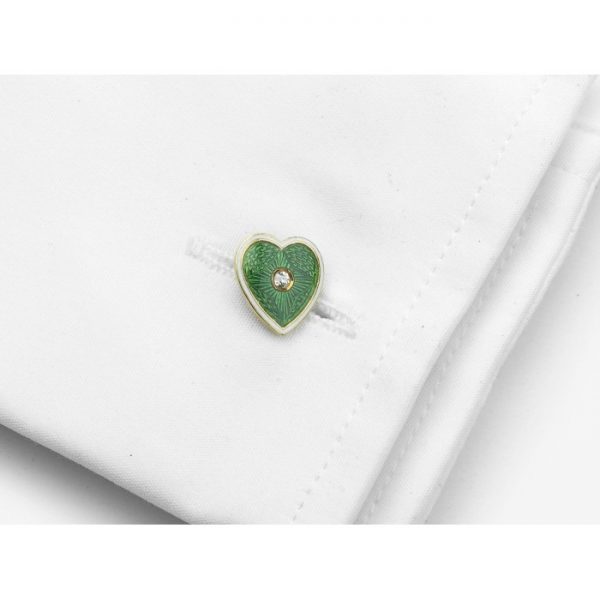 Antique Edwardian Enamel & Diamond Heart Cufflinks