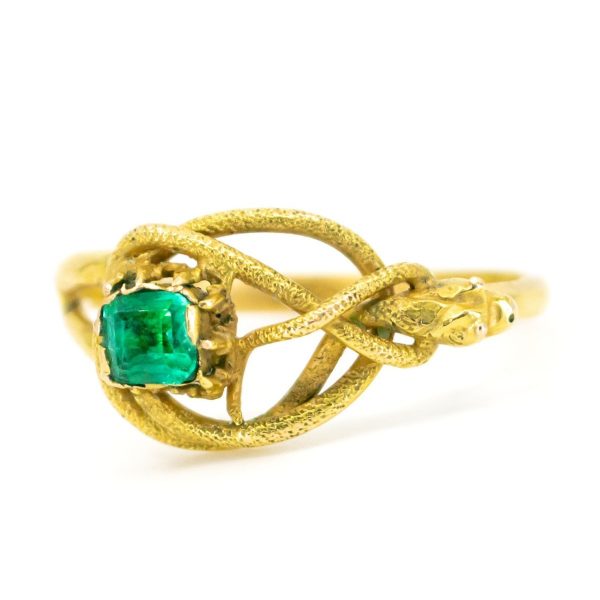 Antique Georgian Emerald Set Snake Gold Ring