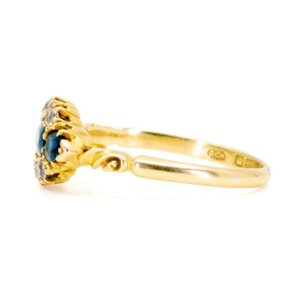 Antique Georgian Sapphire & Diamond Gold Cluster Ring